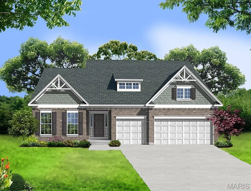 Craftsman-style home featuring a front yard, driveway, and brick siding — 0 Braxton @ Montage at Hawk Ridge, Lake St. Louis, MO 63367