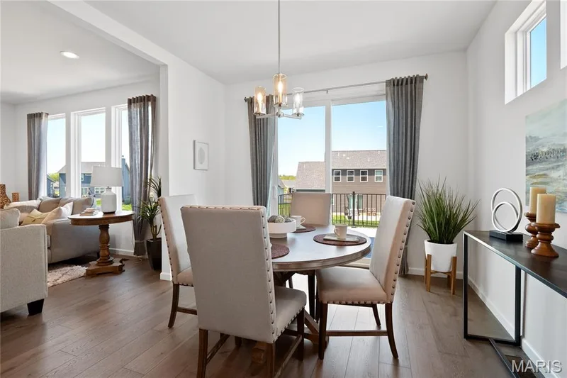 Dining space with wood-type flooring, a chandelier, and recessed lighting — 0 Chesapeake @ Montage at Hawk Ridge, Lake St. Louis, MO 63367