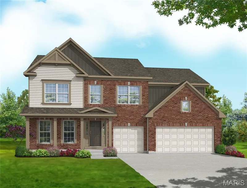 View of front of house with concrete driveway, a shingled roof, and a front lawn — 0 Windsor @ Montage at Hawk Ridge, Lake St. Louis, MO 63367