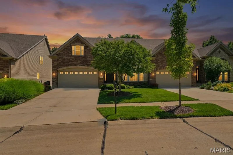 Virtually Enhanced Twilight Image of the Front Elevation — 138 Kendall Bluff Court, Chesterfield, MO 63017
