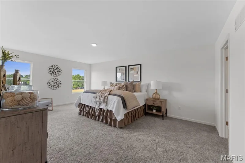 Bedroom featuring light carpet and baseboards — 1 TBB Barkley @ Kreder Farms, St Charles, MO 63304