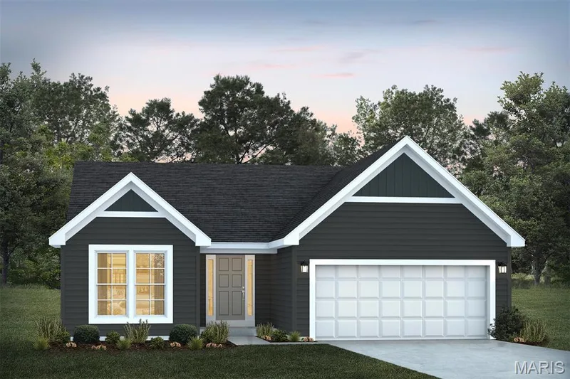 View of front of house with driveway, an attached garage, and a yard — 1 TBB Sydney @ Kreder Farms, St Charles, MO 63304