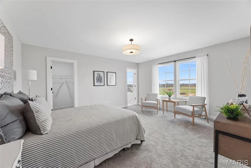 Bedroom with carpet floors and a spacious closet — 1 TBB Bridgeport @ Chateau De Fond Du Lac, Lake St. Louis, MO 63367