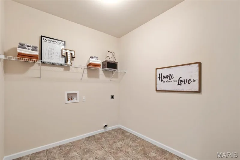 Laundry room featuring washer hookup and hookup for an electric dryer — 1 TBB Princeton @Willow Grove, Dardenne Prairie, MO 63368