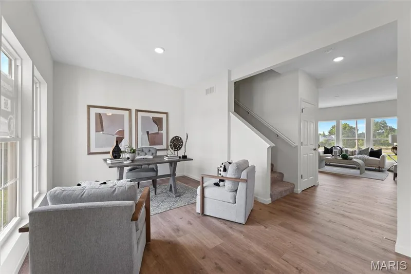 Home office featuring healthy amount of natural light, wood finished floors, and recessed lighting — 1 TBB Barkley @ Creekside Sommers, O'Fallon, MO 63367
