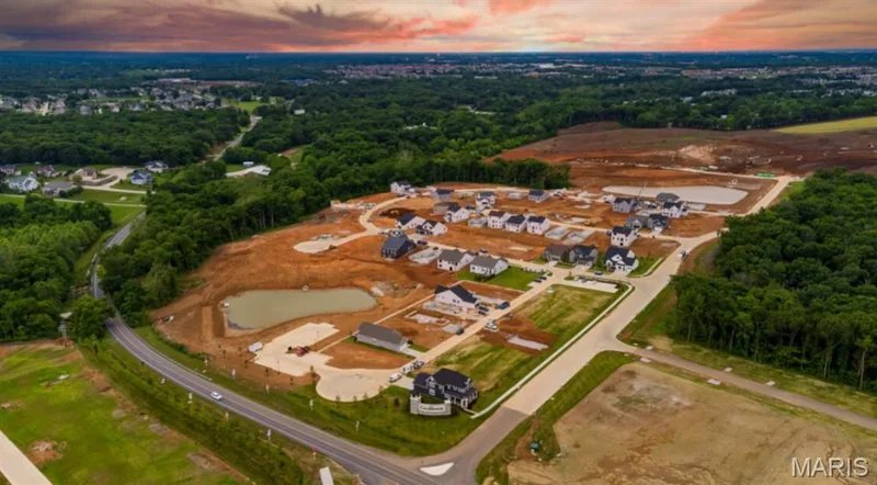 Aerial view at dusk — 207 Townshead Way, O'Fallon, MO 63368