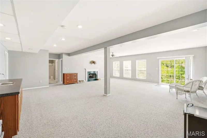 Finished Lower Level Recreation Room from stairs — 1311 Pine Bluff Drive, St Charles, MO 63304