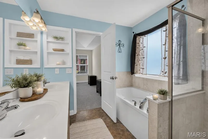 Virtually staged primary bathroom. — 4216 Broken Rock Drive, Wentzville, MO 63385