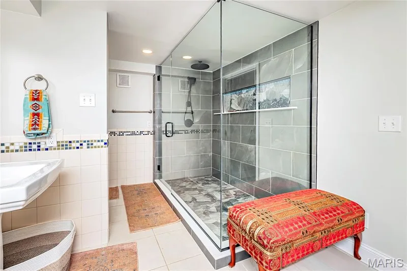 Large Custom Shower with glass surround and tile walls. — 4600 Cliff Forest Drive, Wildwood, MO 63069