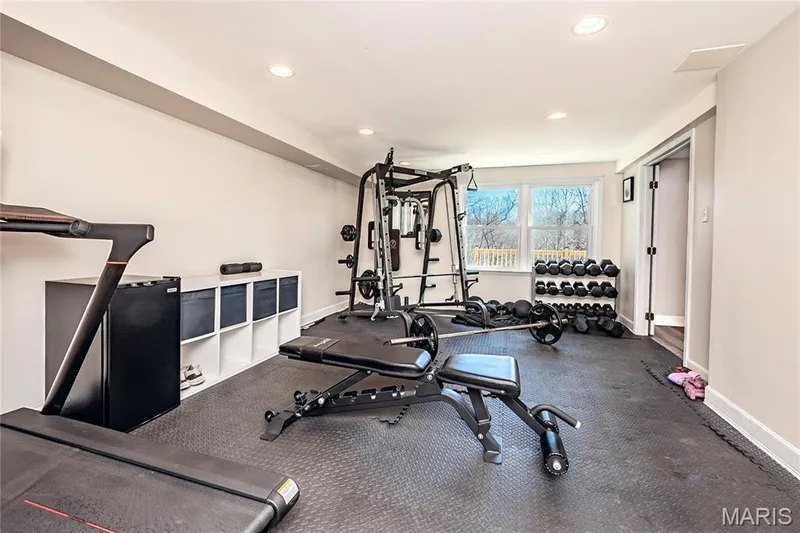 Weight Room has recessed lighting and views of the Backyard. — 4600 Cliff Forest Drive, Wildwood, MO 63069