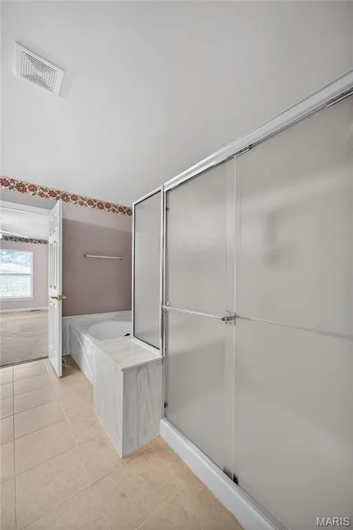 Full Size Shower with Seat & Glass Doors!  Soaking Tub! — 12 Shimmering Lake Court, St Charles, MO 63301