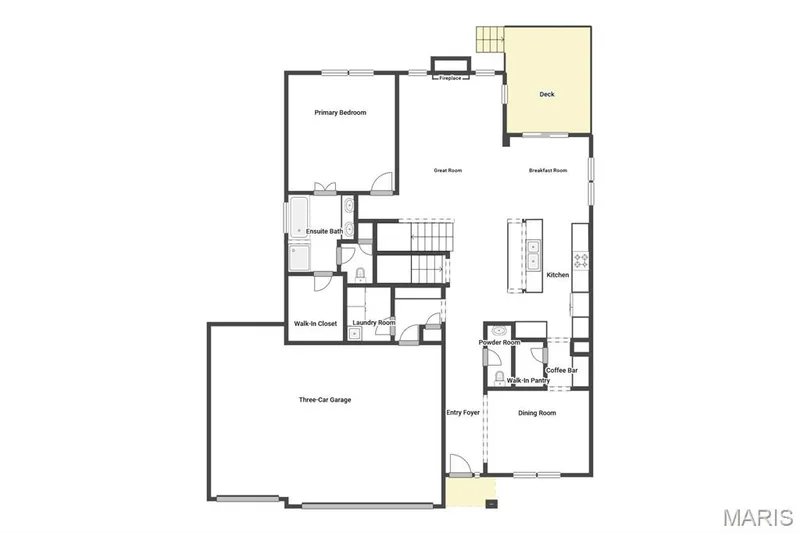 MAIN LEVEL Disclaimer: This floorplan is a representation of the home’s general layout, but may not be exact — 204 Grayleaf Court, O'Fallon, MO 63385