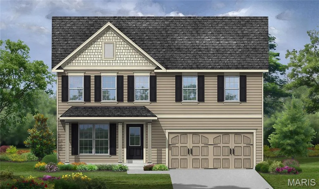 Elevation 1 - Base elevation - shown with upgraded garage doors — 0 Stamford @ Harvest, O'Fallon, MO 63385
