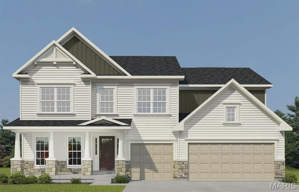 The Windsor elevation 10 by Consort Homes with a 14x14 patio and 8 ft Ingrade — 430 Farmhouse Drive, O'Fallon, MO 63385