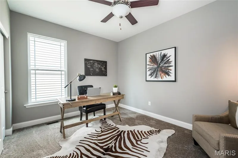 Secondary bedroom shown as an office.  Photo representation of a similar home.  Some features shown may be optional. — 1 TBB Ashland Pointe @ Brightleaf Orchard Villas, Wildwood, MO 63038