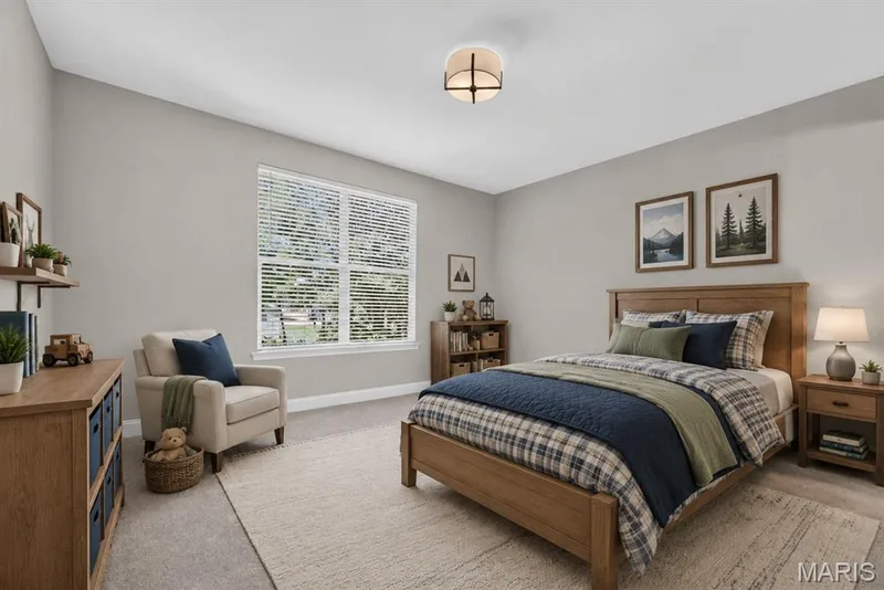 Recessed lighting, large window with blinds, light gray wall color, wood-finish flooring, and a flush mount ceiling fixture — 128 Royal Troon Drive, Dardenne Prairie, MO 63368