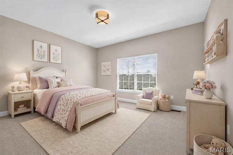 Neutral wall paint with window, overhead lighting fixture, and carpet flooring — 128 Royal Troon Drive, Dardenne Prairie, MO 63368