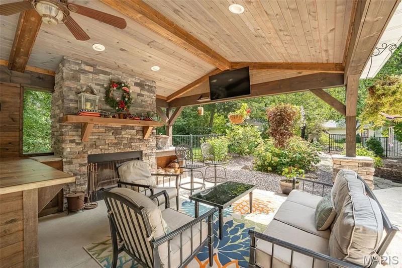 Beautiful stone woodburning fireplace — 51 Nordic Lane, Defiance, MO 63341