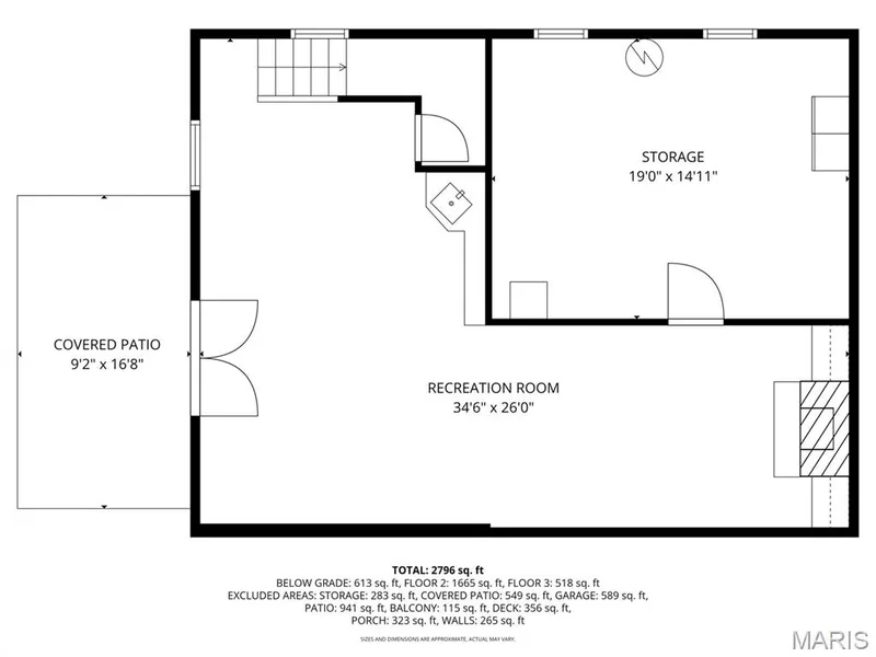 Lower level floor plans — 51 Nordic Lane, Defiance, MO 63341