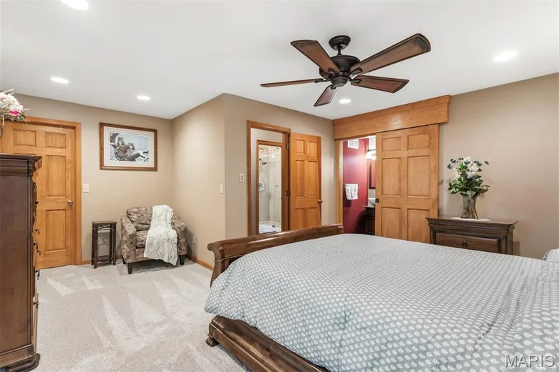 Primary bedroom features new carpet installed 2026 — 51 Nordic Lane, Defiance, MO 63341