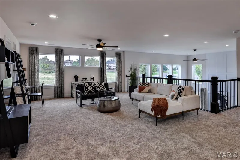 Bonus Room with Ceiling Fan — 128 Cedarstone Drive, Dardenne Prairie, MO 63368