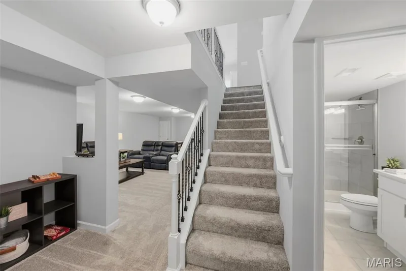 Stairs to finished lower level — 411 Knothole Lane, Wentzville, MO 63385