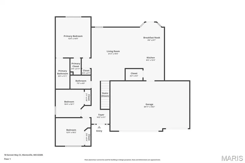 Main level floor plan — 18 Sonnet Way Court, Wentzville, MO 63385