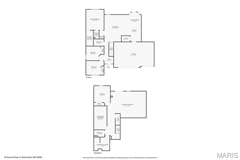Combined floor plans — 18 Sonnet Way Court, Wentzville, MO 63385