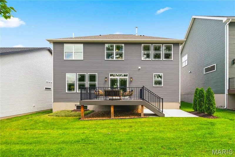 Rear Elevation with Composite Deck and Patio — 527 Ryehill Drive, St Peters, MO 63376