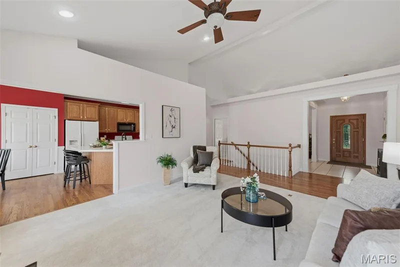 Living room open to kitchen — 202 Highland Meadows Drive, Wentzville, MO 63385