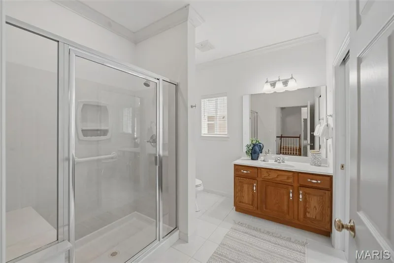 2nd bath on main level with crown molding & 3 ft wide doors for accessibility! — 202 Highland Meadows Drive, Wentzville, MO 63385