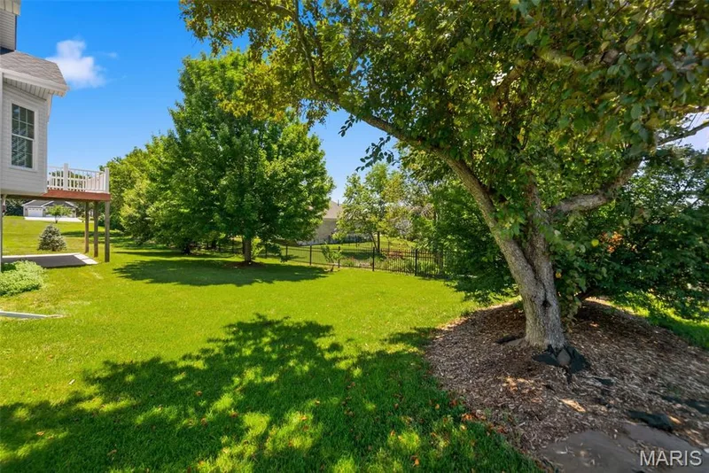 Mature trees in back yard providing shade as well as privacy — 202 Highland Meadows Drive, Wentzville, MO 63385
