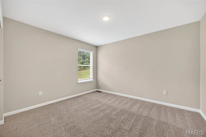Neutral-toned room featuring light beige walls and complementing carpeting — 112 Creek Haven Court, Lake St. Louis, MO 63367