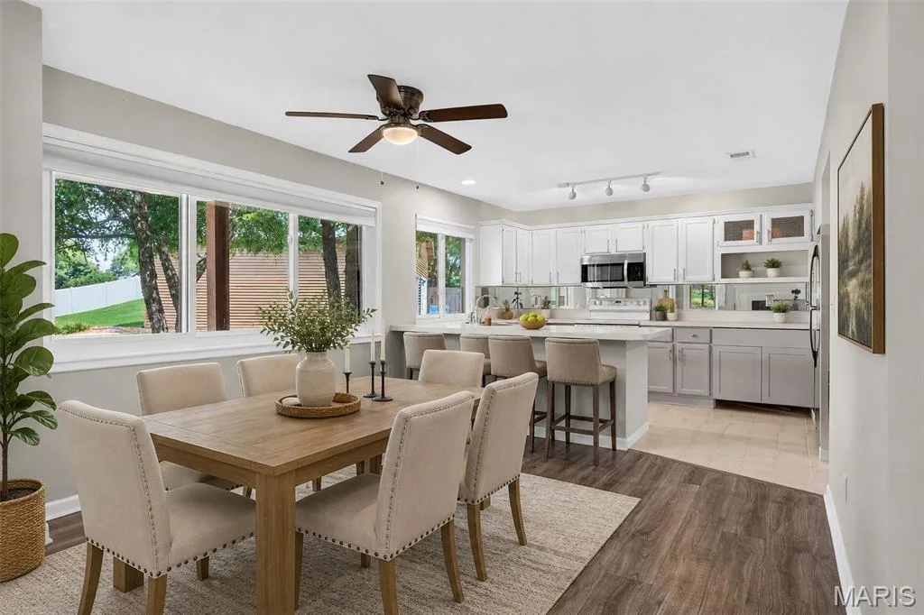 STAGED - Dining Room & Kitchen. — 408 Kipling Way #A, Weldon Spring, MO 63304