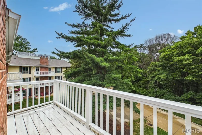 Private  refurbished deck views mature trees. A a perfect place to relax. — 1525 Hampton Hall Drive #22, Chesterfield, MO 63017