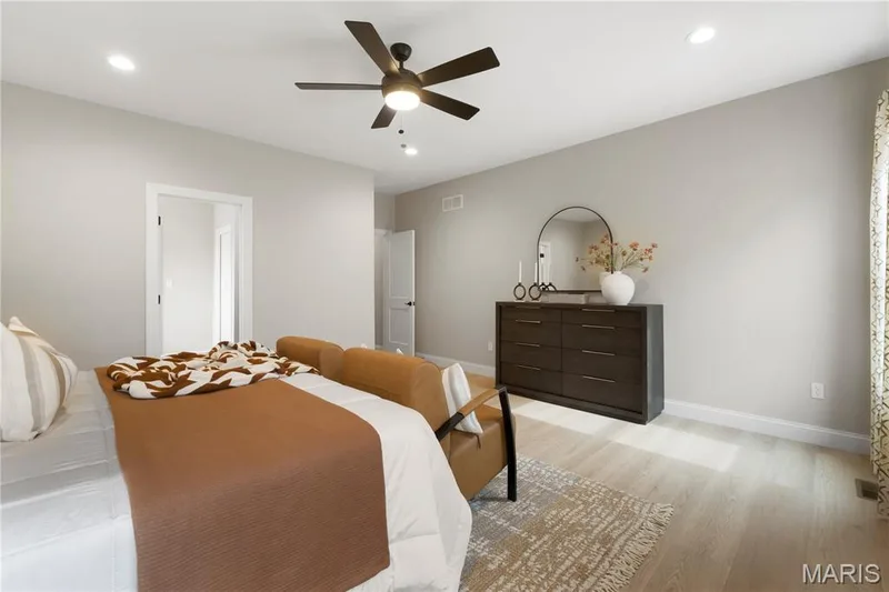 Primary Bedroom with Ceiling fan and Walk-in closet — 14 Cedarstone Court, Dardenne Prairie, MO 63368