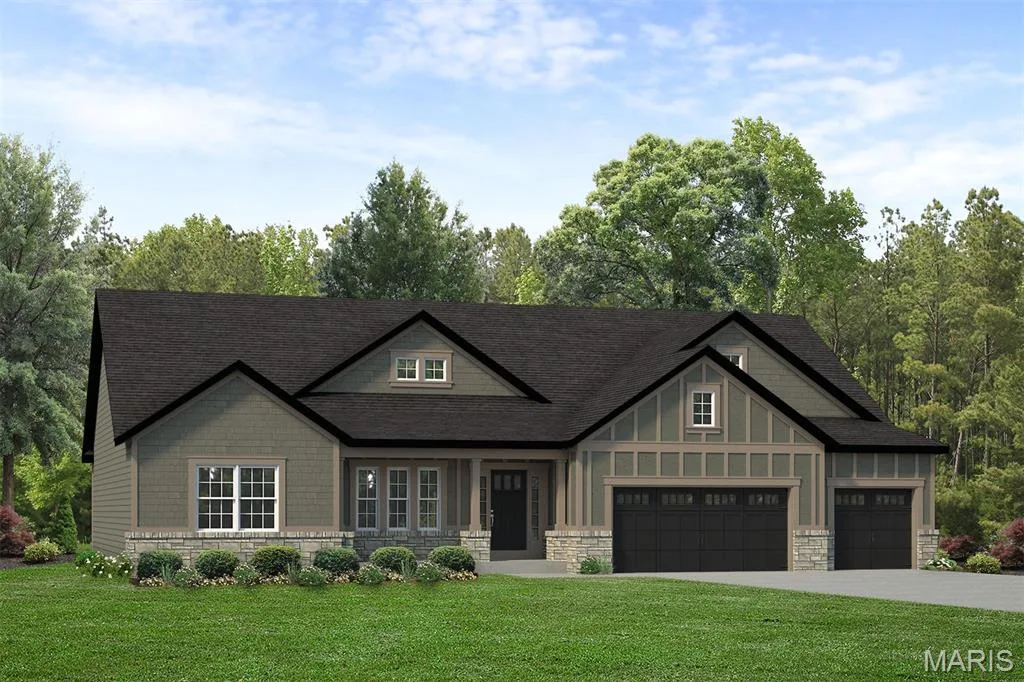 Craftsman-style exterior with a dark roof and varied siding textures — 17333 Main Street, Wildwood, MO 63040