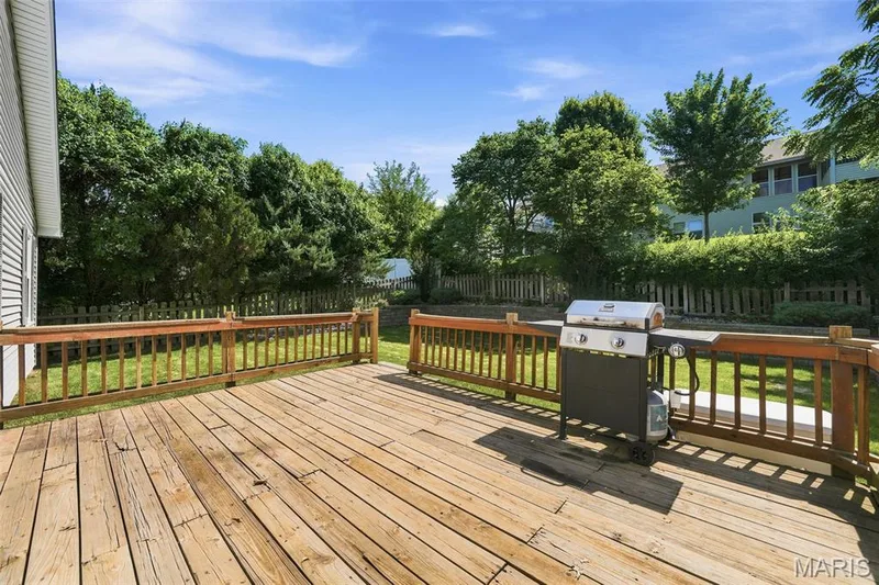 Spacious wood deck with perimeter railing — 2510 Balaji Court, Wildwood, MO 63011