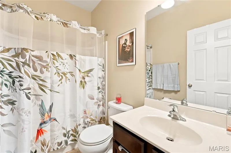Hall bathroom featuring a single vanity and tub. — 226 City Gate Lane, St Charles, MO 63303