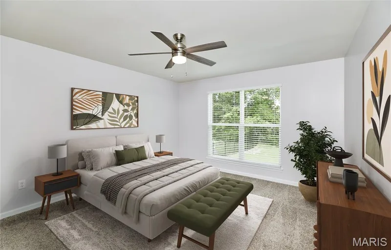 The Primary bedroom with beautiful modern ceiling fan. — 133 Day Lily Lane, Wentzville, MO 63385