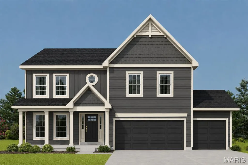 The Landcaster elevation 5 by Consort Homes with 8 ft Ingrade and 20x10 patio — 305 Healthy Way, St Charles, MO 63304