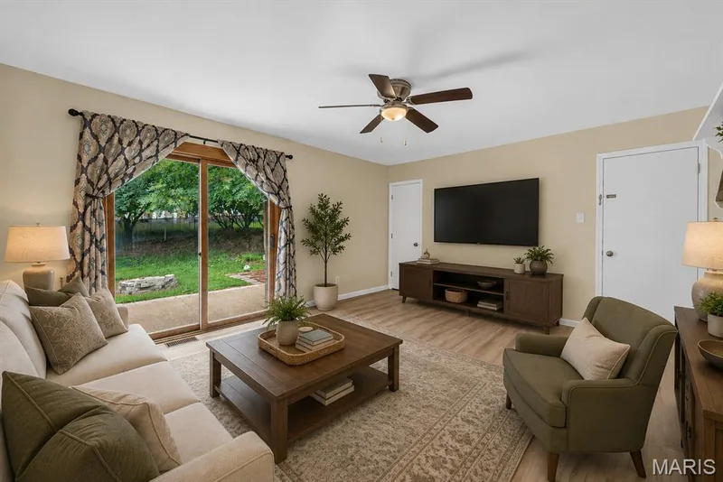 Virtually Staged Hearth/Family Room — 208 Meadowlark Lane, St Charles, MO 63301