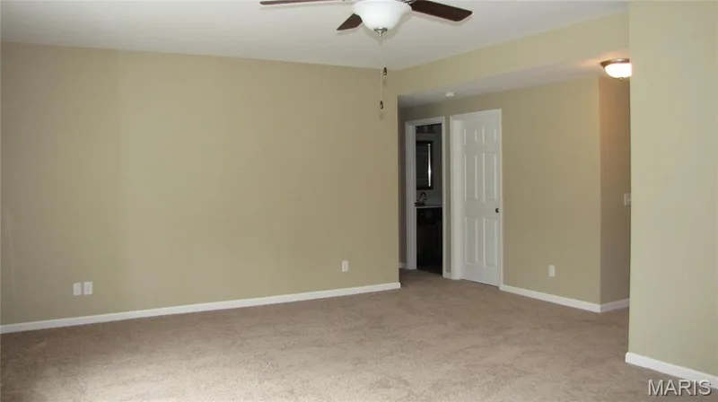 Lower-level family room, first door to storage room, 2nd door is 3rd bathroom and 3rd bedroom is across hall from the bath. — 110 Fallon Villa Court, O'Fallon, MO 63368