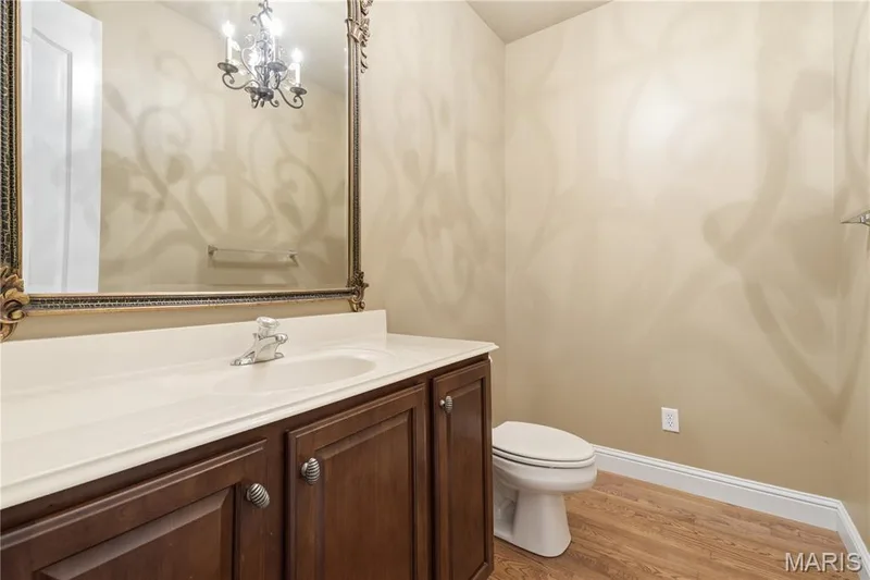 First floor powder room with hardwood floor — 5500 Wooded Creek Drive, O'Fallon, MO 63304