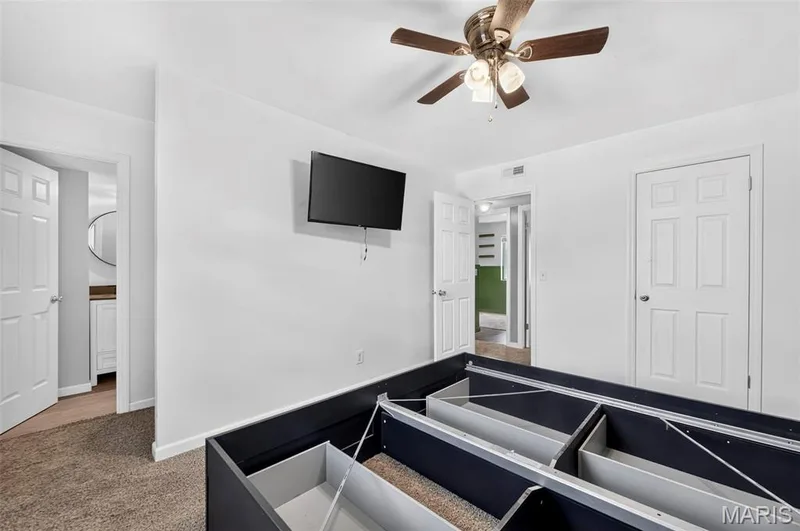 Bedroom view to the door and Bathroom — 2701 Falcons Way #132, St Charles, MO 63303