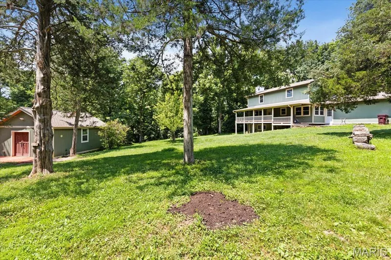 View of trees in back yard near Wood shop/She shed and home — 44 Wilderness Lane, Defiance, MO 63341