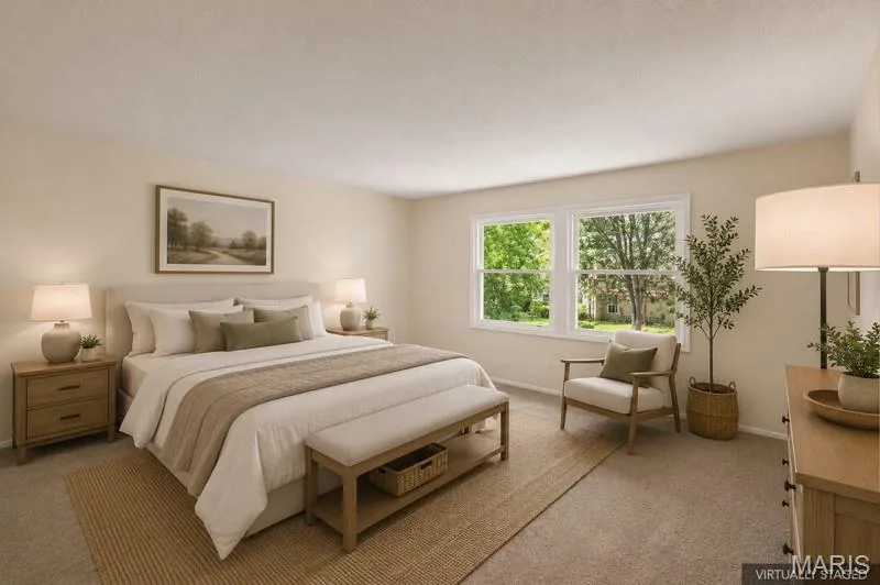 Virtually staged primary bedroom — 22 Normandy Drive, Lake St. Louis, MO 63367