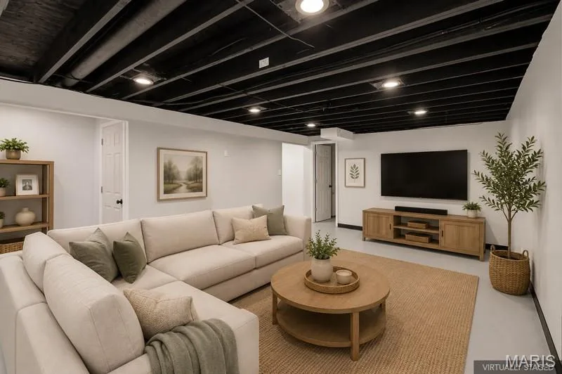 Virtually staged rec/family room in lower level — 22 Normandy Drive, Lake St. Louis, MO 63367