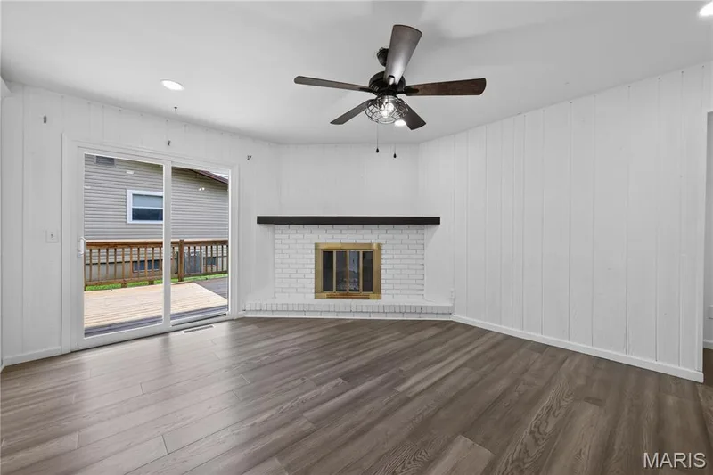 Corner Wood Burning Fireplace in Family Room — 608 Mosport Drive, St Charles, MO 63304
