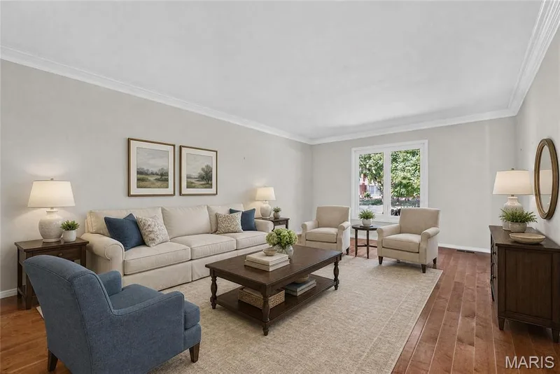 Digitally Staged Living Room — 1632 Lochcrest Drive, Chesterfield, MO 63017